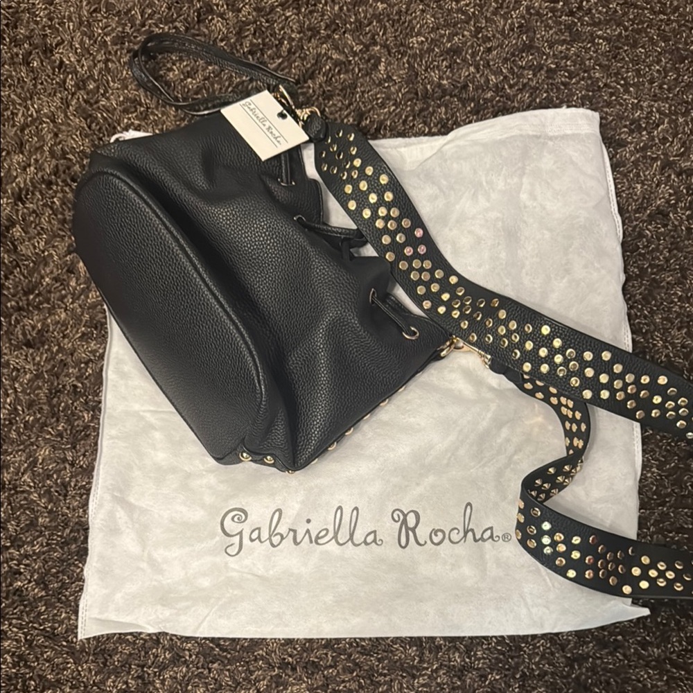 Gabriella Rocha Black Leather Studded Backpack